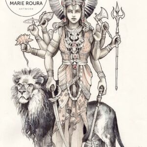 Un dessin de Durga,histoire déesse durga