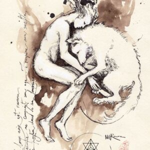 Un dessin de La femme et le loup.